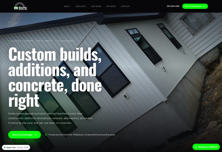 PR Sopic Construction website